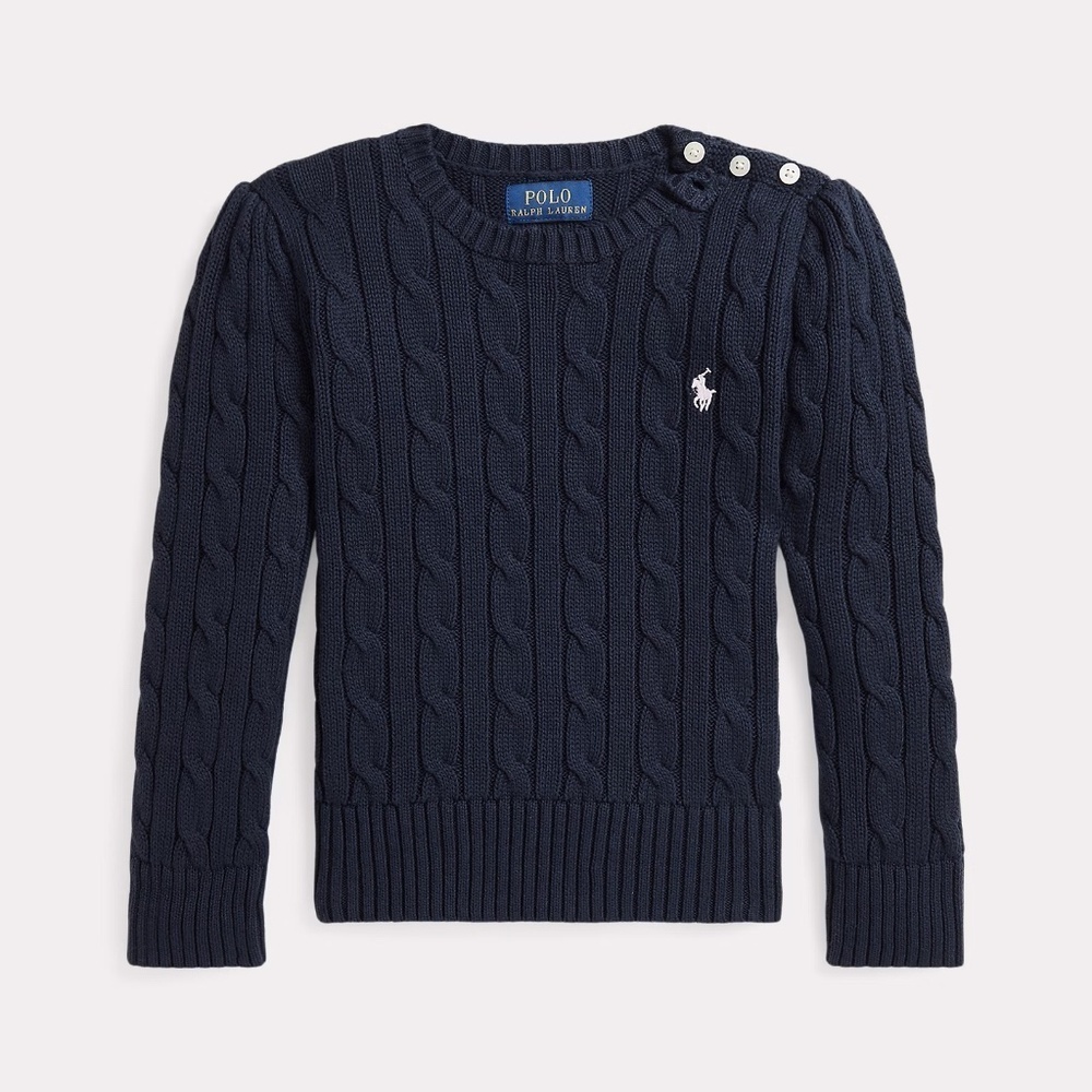 Girls Polo Ralph Lauren Cable-Knit Cotton Sweater Navy Blue NWOT - Size 3Y